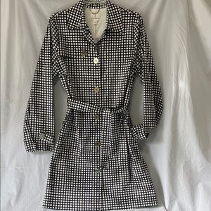 JB by Julie Brown Black & White Checkered Trench Coat or Dress, size 6